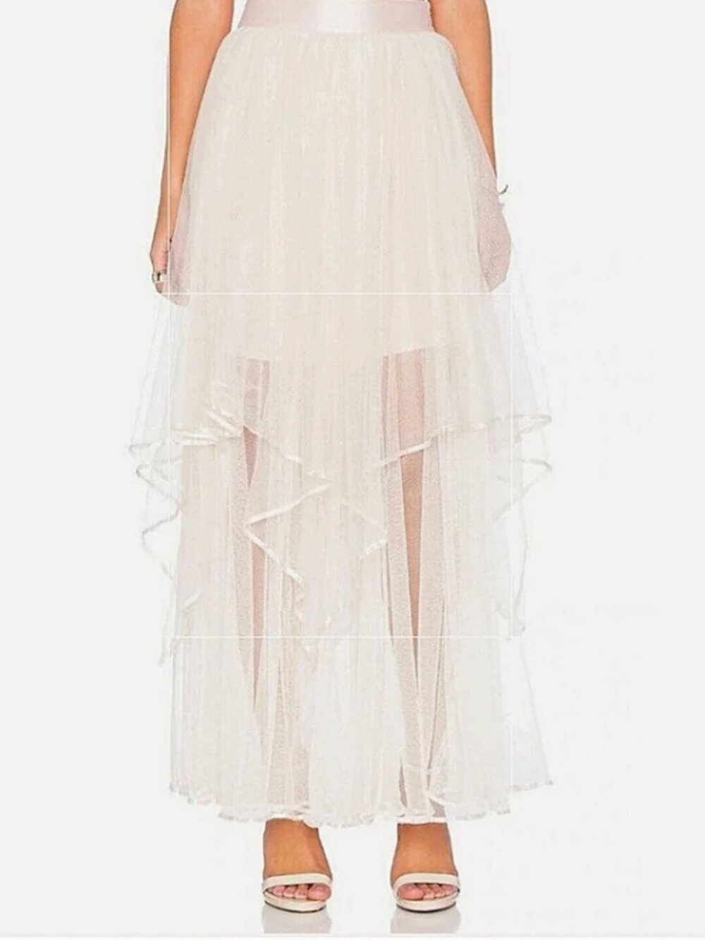 Free People Keep Me Tutu Maxi in Shell Sheer Tulle Skirt 6